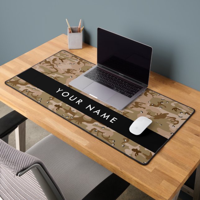 Desert Camouflage Pebbles, Your name, Personalize Desk Mat (Office 2)