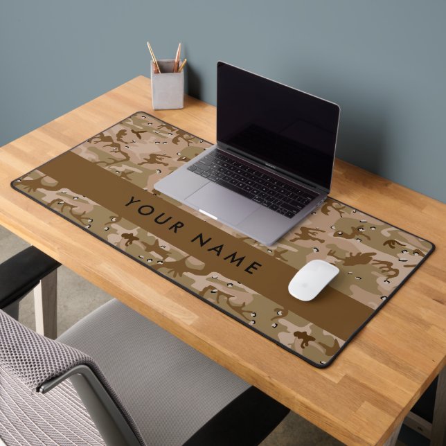 Desert Camouflage Pebbles, Your name, Personalize Desk Mat (Office 2)