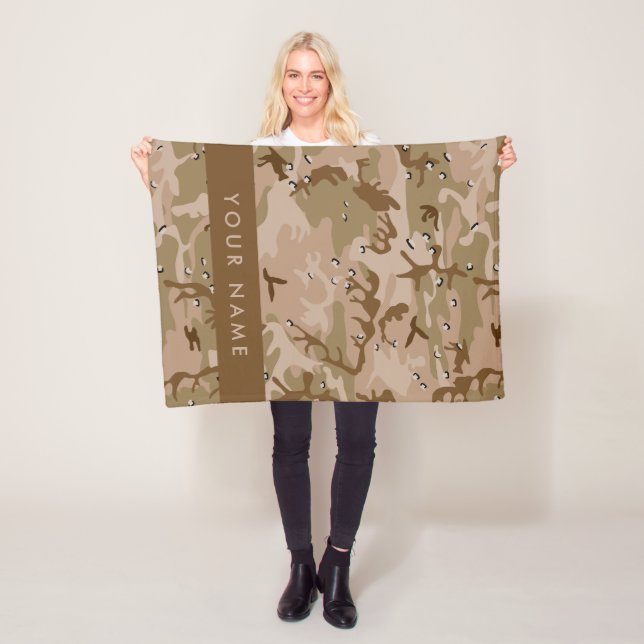 Desert Camouflage Pebbles, Your name, Personalize Fleece Blanket (In Situ)