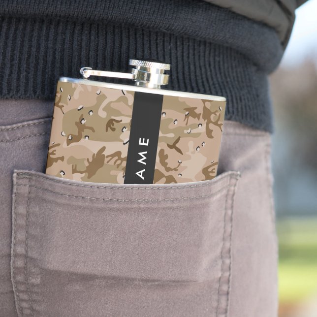Desert Camouflage Pebbles, Your name, Personalize Hip Flask (In Situ)