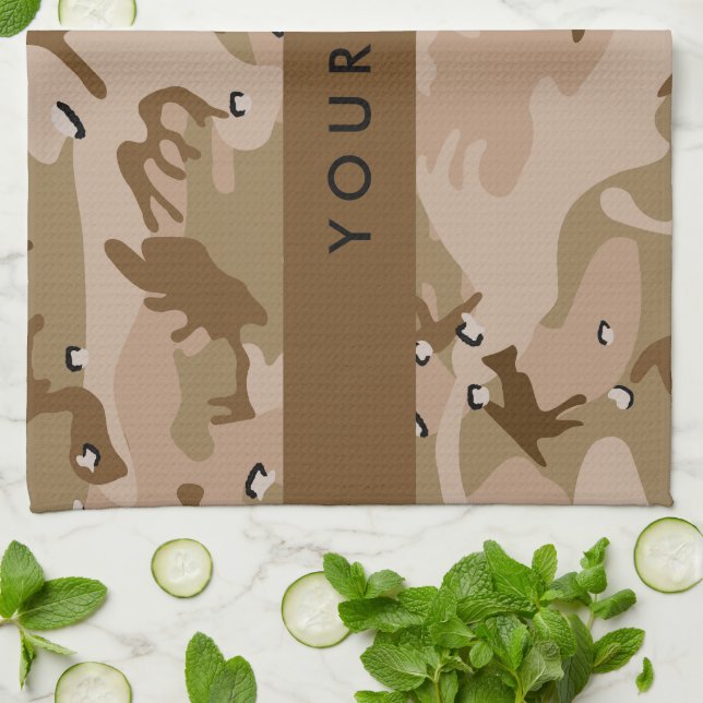 Desert Camouflage Pebbles, Your name, Personalize Kitchen Towel (Folded)