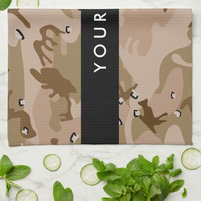 Desert Camouflage Pebbles, Your name, Personalize Kitchen Towel (Folded)
