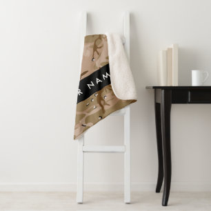 Desert Camouflage Pebbles, Your name, Personalize Sherpa Blanket