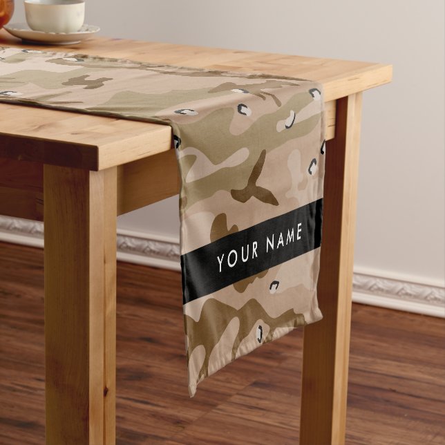 Desert Camouflage Pebbles, Your name, Personalize Short Table Runner (In Situ)