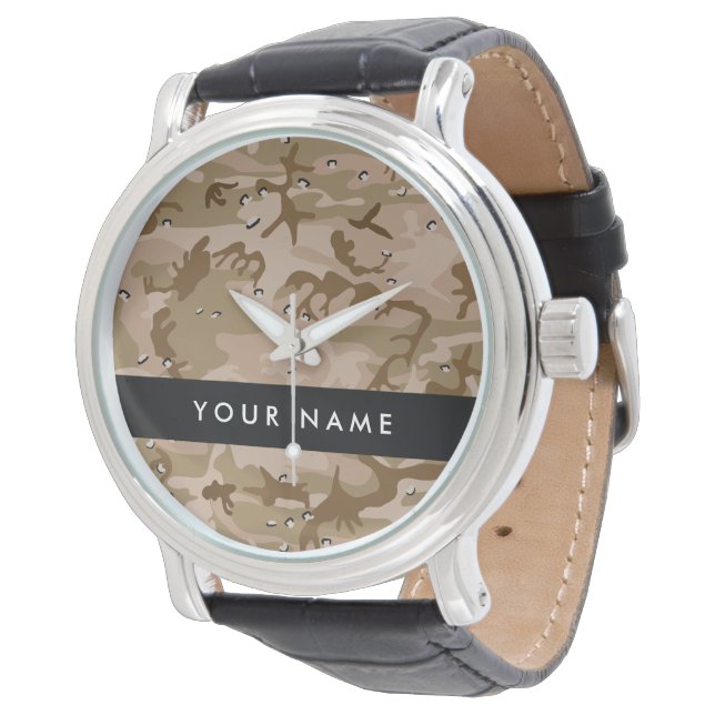 Desert Camouflage Pebbles, Your name, Personalize Watch (Angled)
