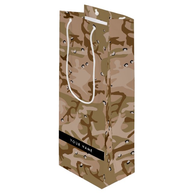 Desert Camouflage Pebbles, Your name, Personalize Wine Gift Bag (Front Angled)