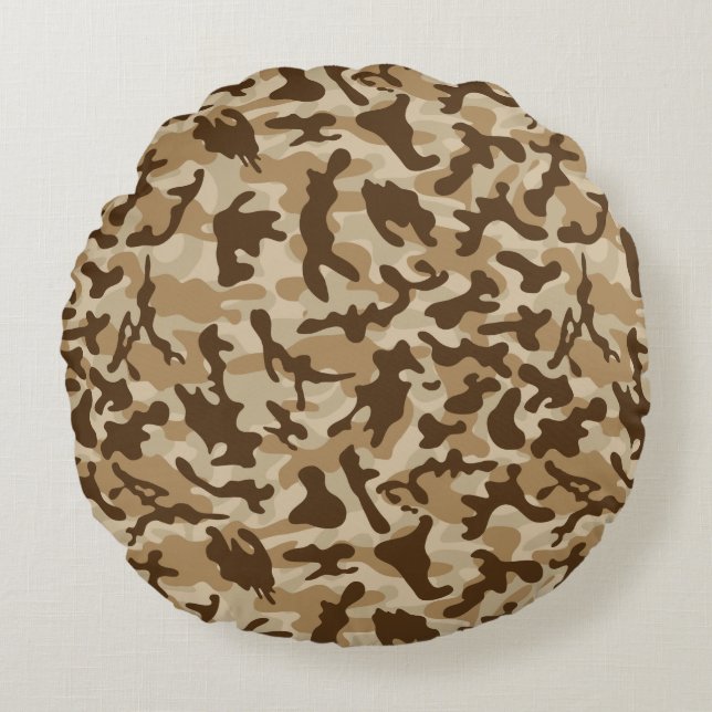 Desert Camouflage Round Pillow (Front)