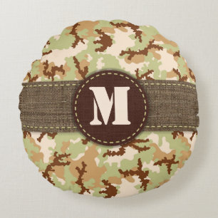 Desert camouflage round pillow