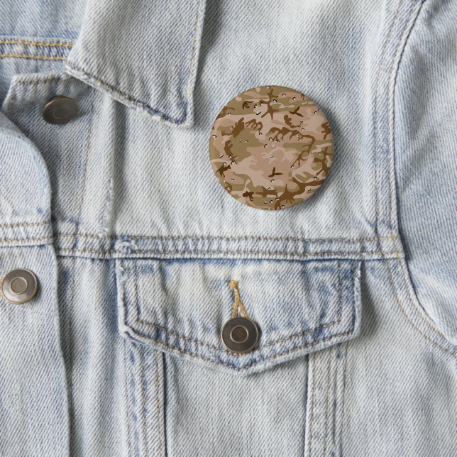 Desert Camouflage With Pebbles, Military, Army 2 Inch Round Button (In Situ)