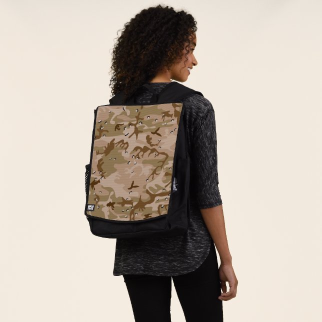 Desert Camouflage With Pebbles, Military, Army Backpack (Worn)