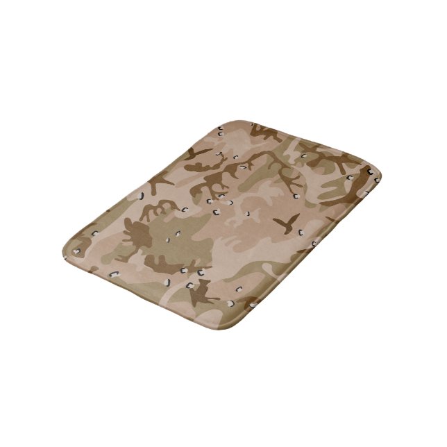 Desert Camouflage With Pebbles, Military, Army Bath Mat (Angled)