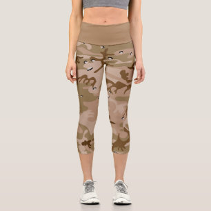 Desert Camouflage With Pebbles, Military, Army Capri Leggings