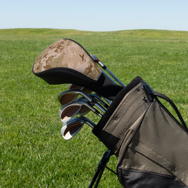 Desert Camouflage With Pebbles, Military, Army Golf Head Cover (In Situ)