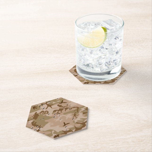 Desert Camouflage With Pebbles, Military, Army Paper Coaster (Insitu)