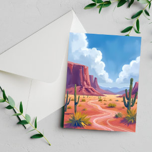 Desert Canyon   Cactus Nature Landscape Card