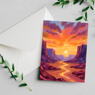 Desert Canyon Sunset   Yellow Painting Card
