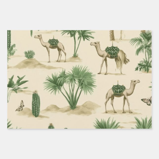 "Desert Caravan Gift Wrap" Wrapping Paper Sheet (Front)