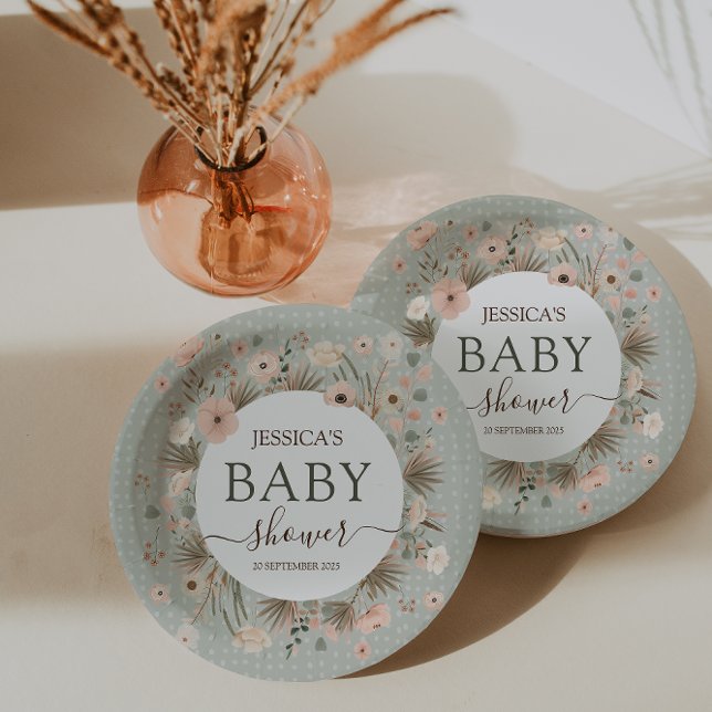 Desert Chic Baby Shower Paper Plate (Let us take the prickles out of your baby shower planning with this “sand-tastic” desert chic theme.)