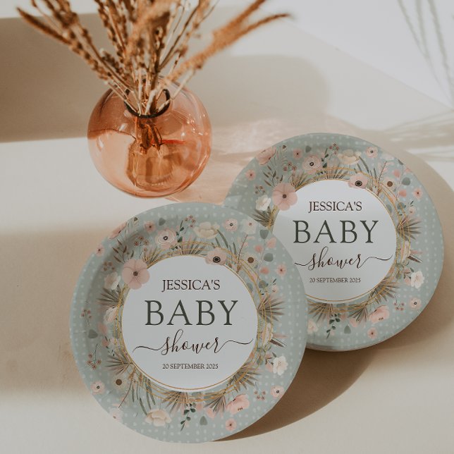 Desert Chic Baby Shower Paper Plate (Let us take the prickles out of your baby shower planning with this “sand-tastic” desert chic theme.)