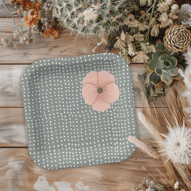 Desert Chic Baby Shower Paper Plate (Let us take the prickles out of your party planning with this “sand-tastic” desert chic theme plate.)