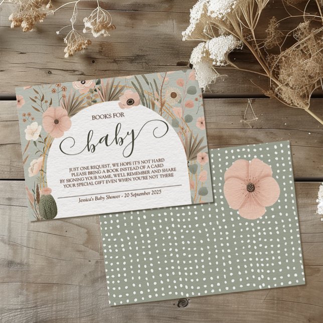 Desert Chic Books for Baby Enclosure Card (Let us take the prickles out of your party planning with this “sand-tastic” desert chic design.)