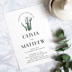 Desert Chic Cactus Wedding with Photo & QR Code Invitation