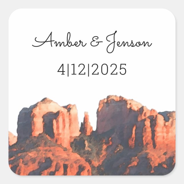 Desert Chic Sedona Wedding Sticker (Front)