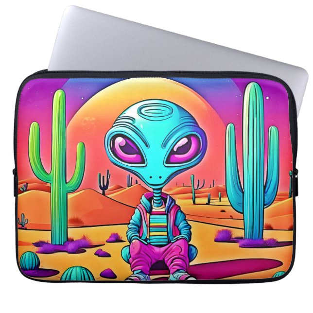 Desert Chillin' Alien Art Laptop Sleeve (Front)
