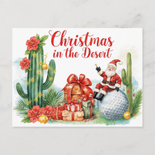 Desert Christmas with Cactus Santa Claus Holiday Postcard