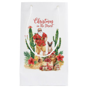 Desert Christmas with Cactus Santa Claus Small Gift Bag