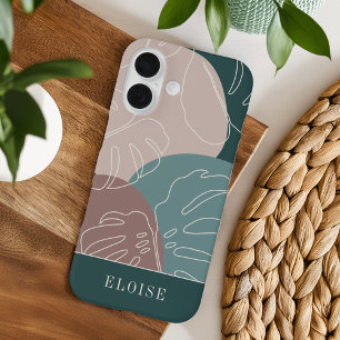Desert Clay & Spruce Boho Tropical Monstera Leaf iPhone 16 Case