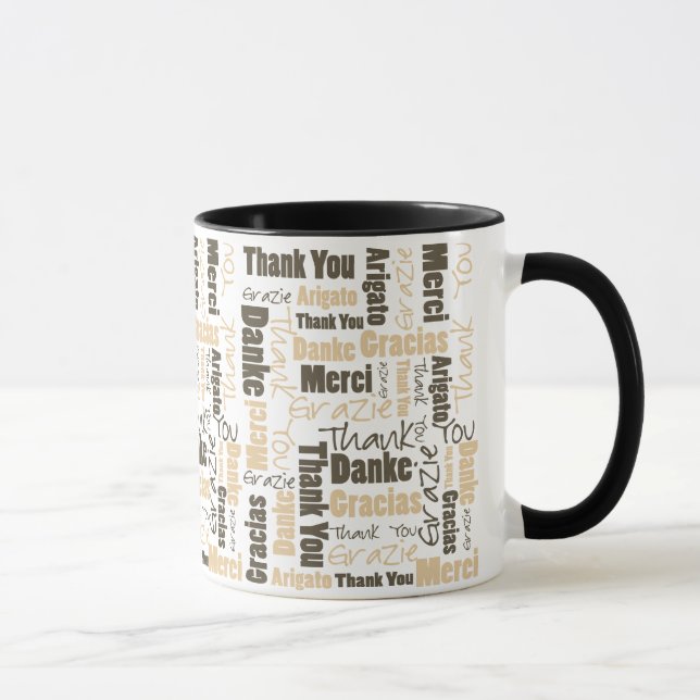 Desert Colour Multilingual Thank You Word Cloud Mu Mug (Right)