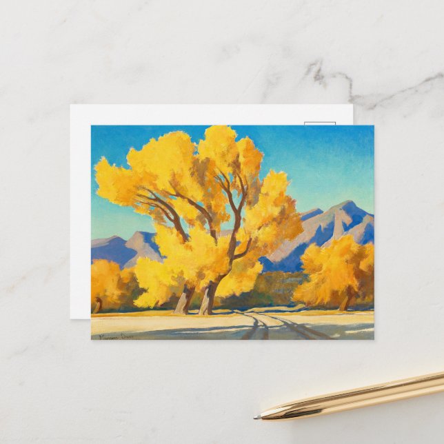 Desert Cottonwoods, Arizona by Maynard Dixon Postcard (Front/Back In Situ)