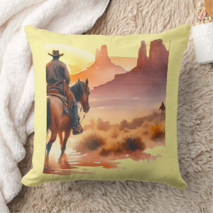 Desert Cowboy  Throw Pillow