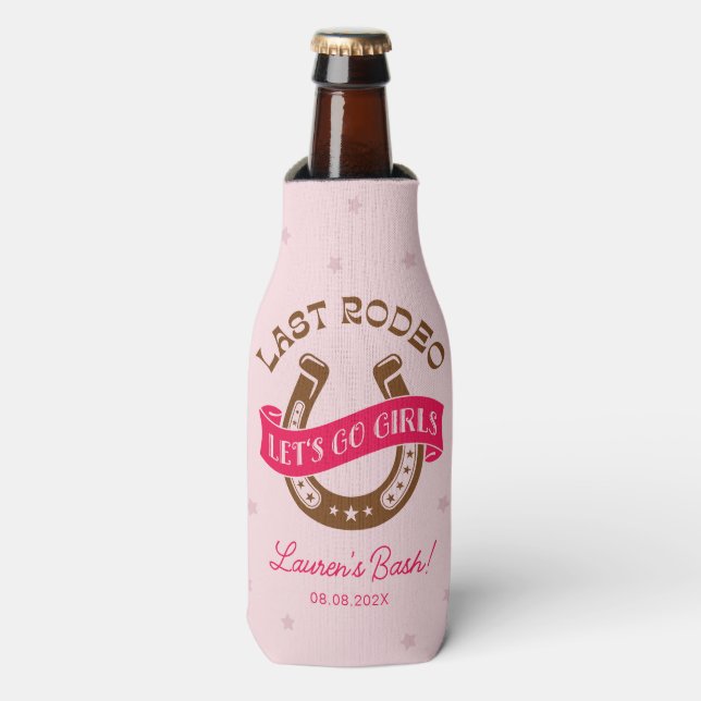 Desert Cowgirl Last Rodeo Bachelorette Party Bottle Cooler (Bottle Front)