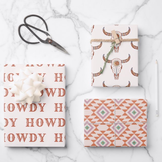 Desert Cowgirl Last Rodeo Wrapping Paper Sheets (Front)