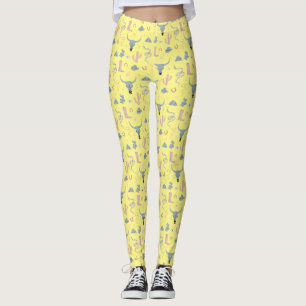 Desert Cowgirl Rustic Hand Drawn Art Leggings