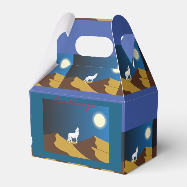 Desert Coyote Howling Full Moon Thunder_Cove Favor Box (Front Side)