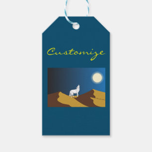 Desert Coyote Howling Full Moon Thunder_Cove Gift Tags