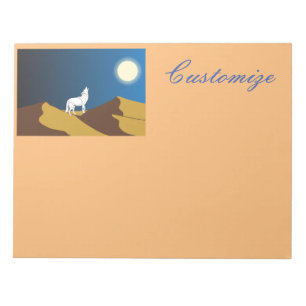 Desert Coyote Howling Full Moon Thunder_Cove Notepad