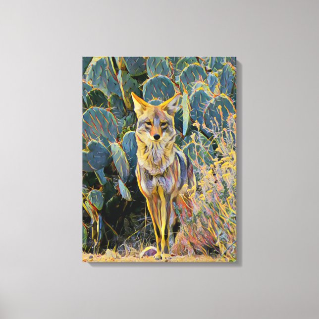 Desert Coyote Sentry Canvas Print (Front)