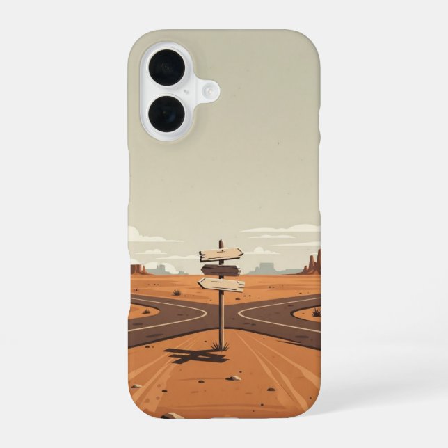 Desert Crossroads iPhone 16 Case (Back)
