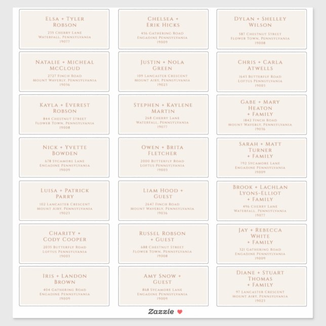 Désert de Boho | Mariage beige Étiquette de adress (Feuille)