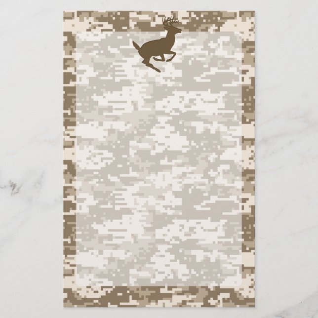 Desert Digital Camouflage Deer Camo Pattern Stationery (Front)