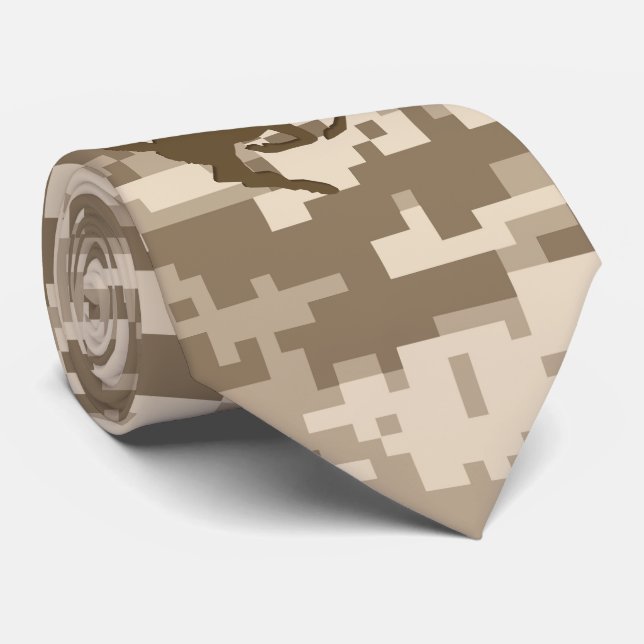 Desert Digital Camouflage Deer Camo Pattern Tie (Rolled)