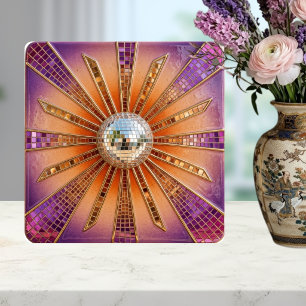 Desert Disco Sunburst Purple Retro Mirror Tile