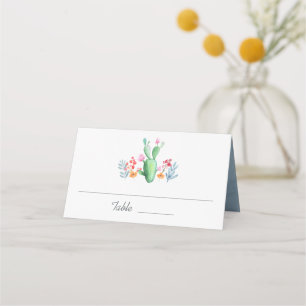 Desert Dream Cactus Floral Wreath Monogram Wedding Place Card