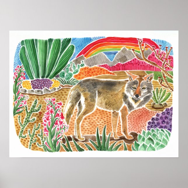 Desert Dreamer Coyote Landscape Poster (Front)