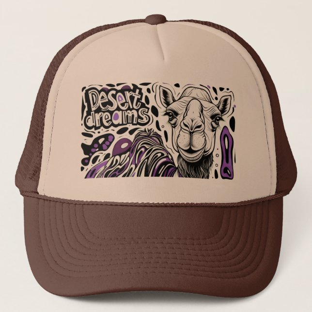 Desert Dreams Camel Trucker Hat – Artistic Desert  (Front)