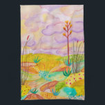 Desert Dreams Garden Watercolor New Mexico Kitchen Towel<br><div class="desc">Watercolor painting inspired by a visit to New Mexico. Hand painted by me for you.
Decorate your kitchen with this cool towel. Makes a great housewarming or anniversary gift! 
You can customize it and add text too.
Check my shop for lots more colours and patterns plus matching stuff!</div>